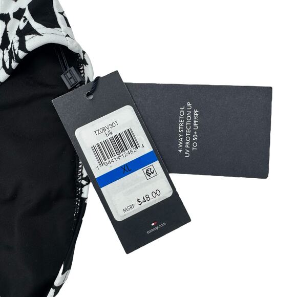 TOMMY HILFIGER *NEW* Classic Scoop Floral Swim Bottom in Black & White Size XL - Picture 3 of 4